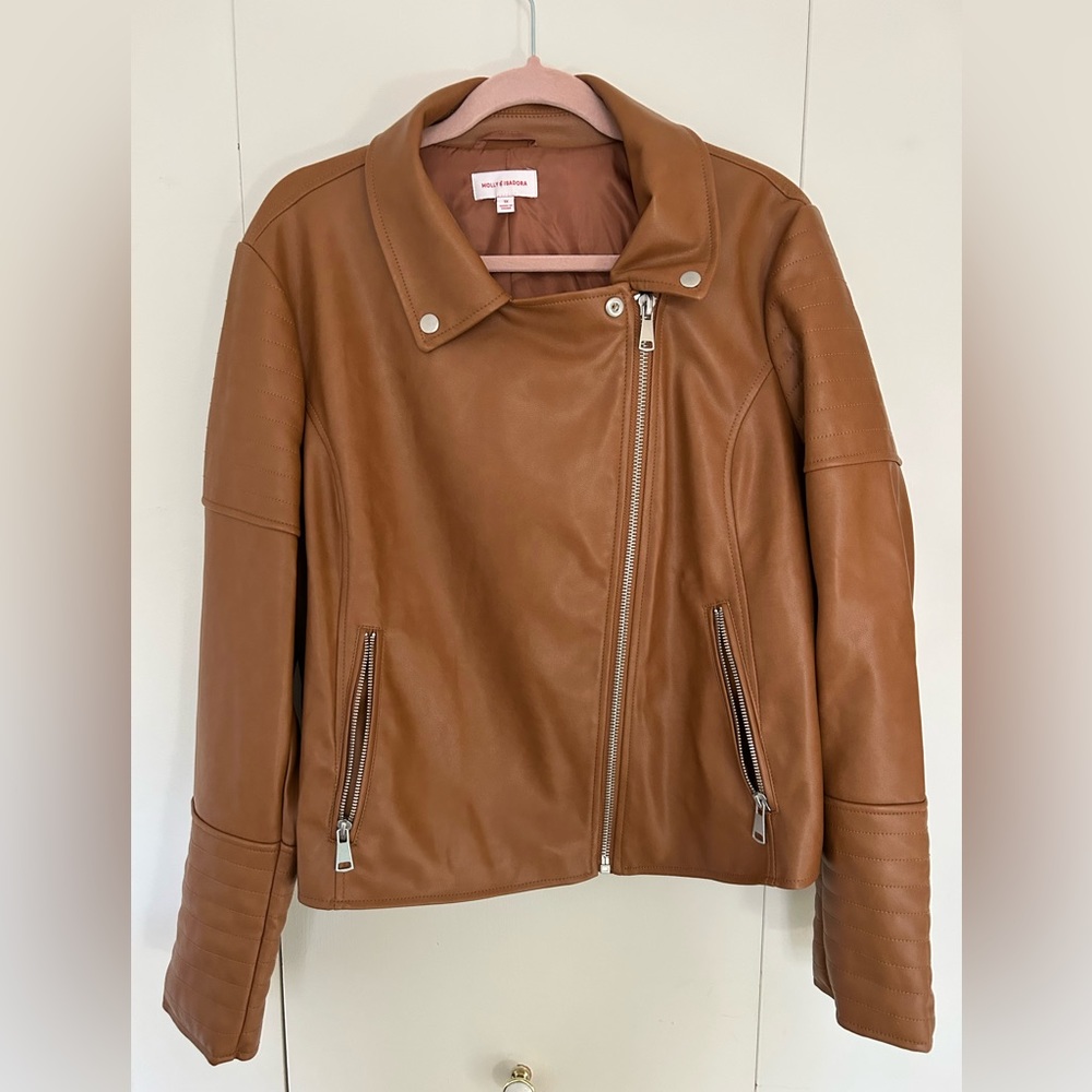 NWT Brown faux leather bomber jacket